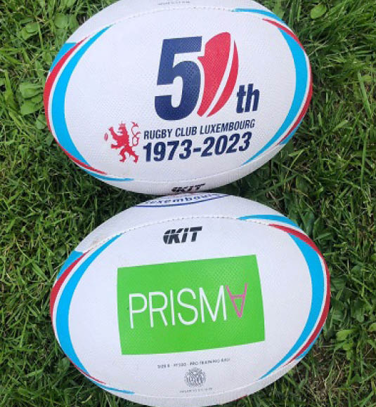 Rugby ball with Prisma logo