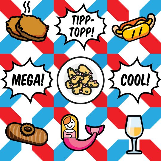 We celebrate Nationalfeierdag (national day) in Luxembourg with Luxembourg emojies: Gromperkichelcher, Kniddlen, Mettwurscht, Tipp-Topp, Mega, Kniddelen and Melusina.